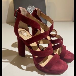 Vince Camuto Burgundy Suede Strappy Sandals